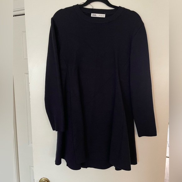 Zara Navy Blue Long Sleeve Sweater Dress - Picture 2 of 2